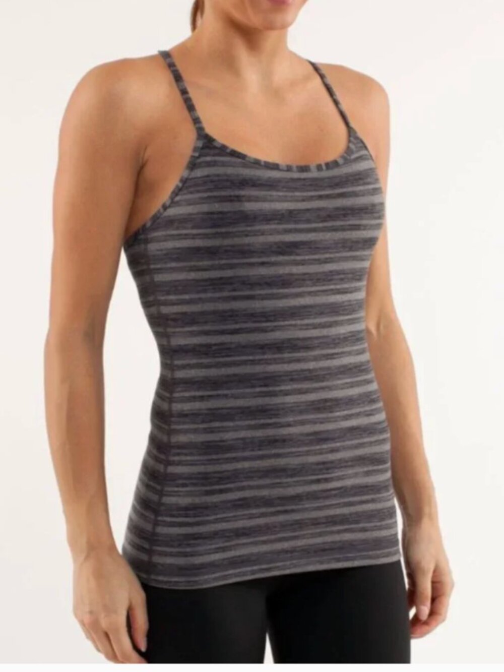 Lululemon Power Y Tank Racerback in Black Stripes Sz 8